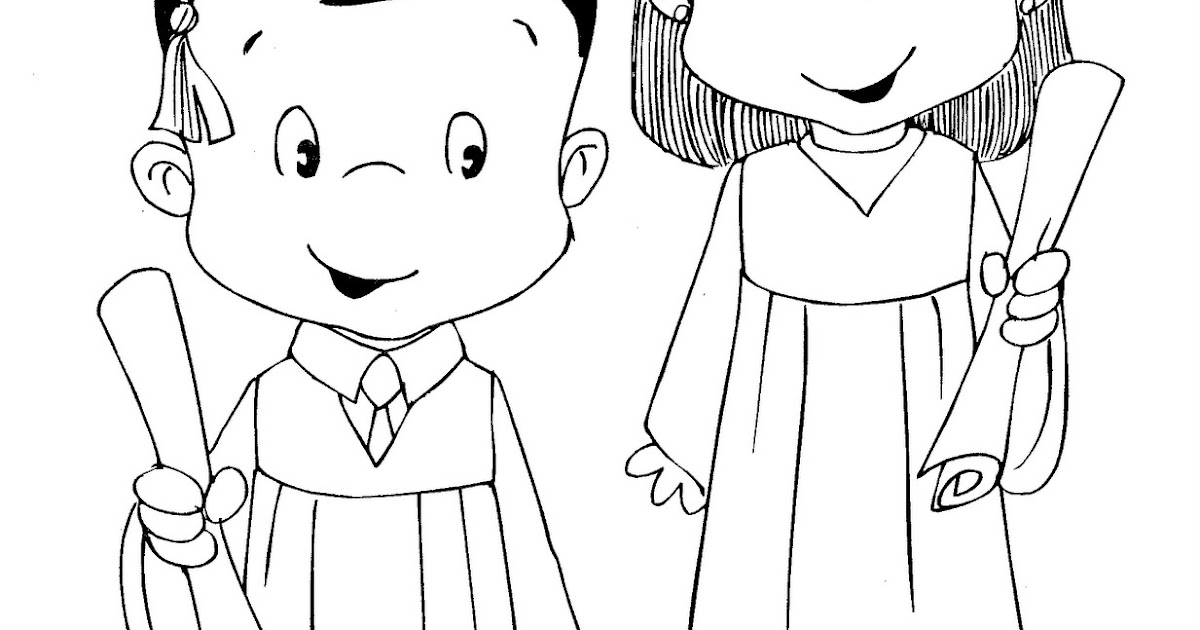 Pinto Dibujos: Niño y niña graduados para colorear